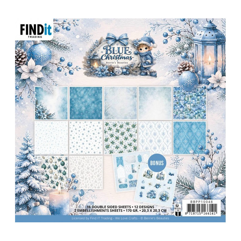 Berries Beauties - Papirblok - Blue Christmas - BBPP100478