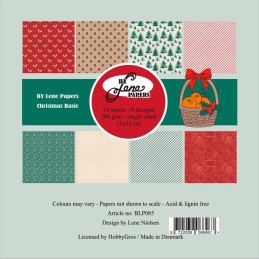 By Lene - Papirpakke 15x15 - Christmas Basic - BLP085