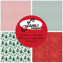 By Lene - Papirpakke 15x15 - Christmas Basic - BLP085