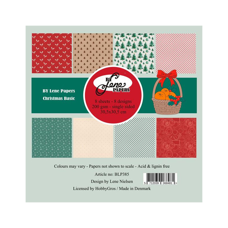By Lene - Papirpakke 30x30 - Christmas Basic - BLP385