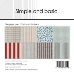 Simple And Basic - Papirpakke 15x15 - Christmas Patterns - SBP574