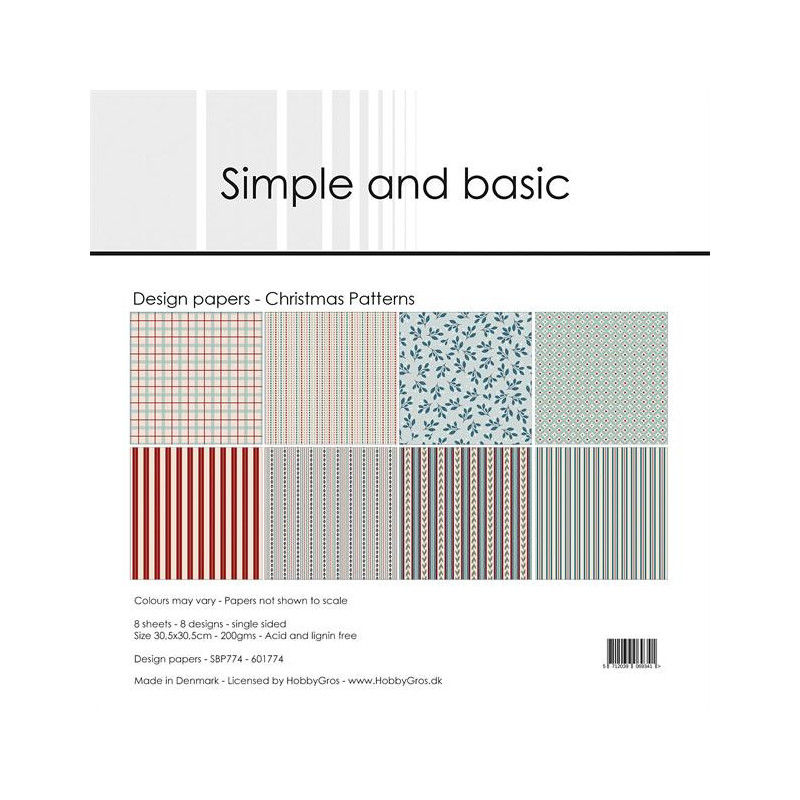 Simple And Basic - Papirpakke 30.5x30.5 - Christmas Patterns - SBP774