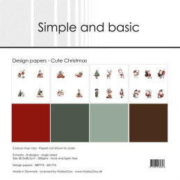 Simple And Basic - Papirpakke 30.5x30.5 - Cute Christmas - SBP775