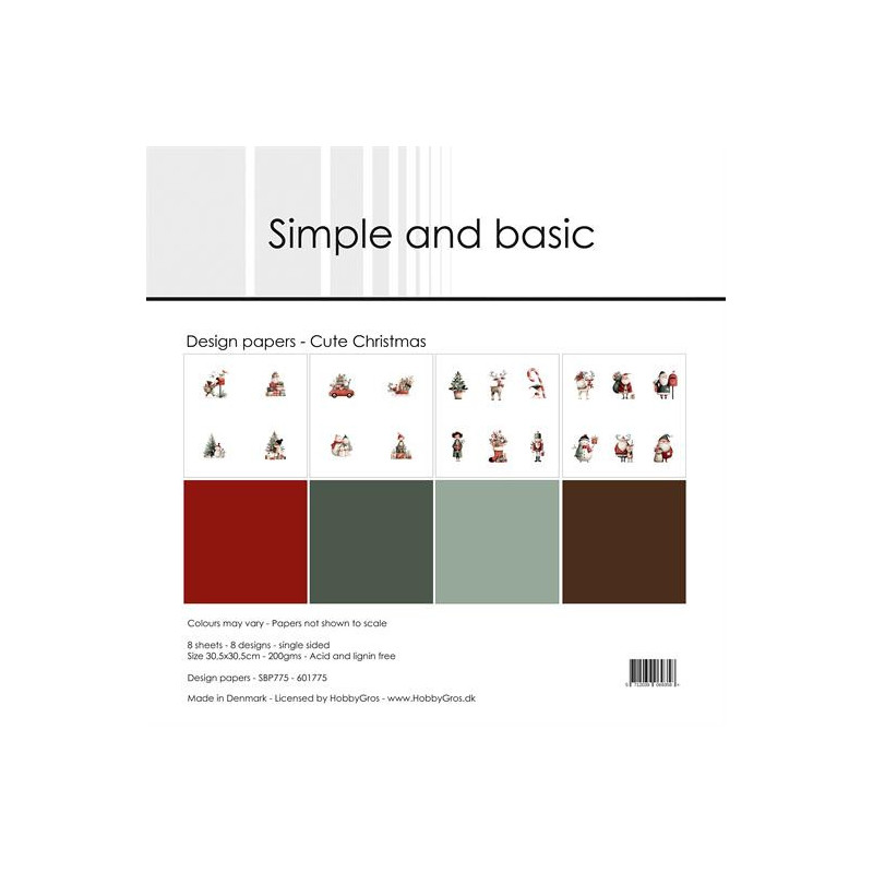 Simple And Basic - Papirpakke 30.5x30.5 - Cute Christmas - SBP775
