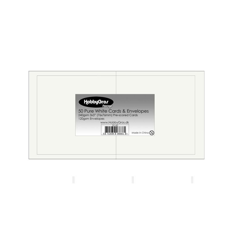 HobbyGros Storage - Kort/Kuverter 3x3 - Pure White