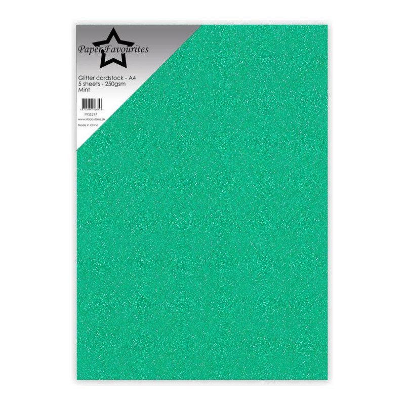 Paper Favourites - Glitter Cardstock - Mint - PFSS217