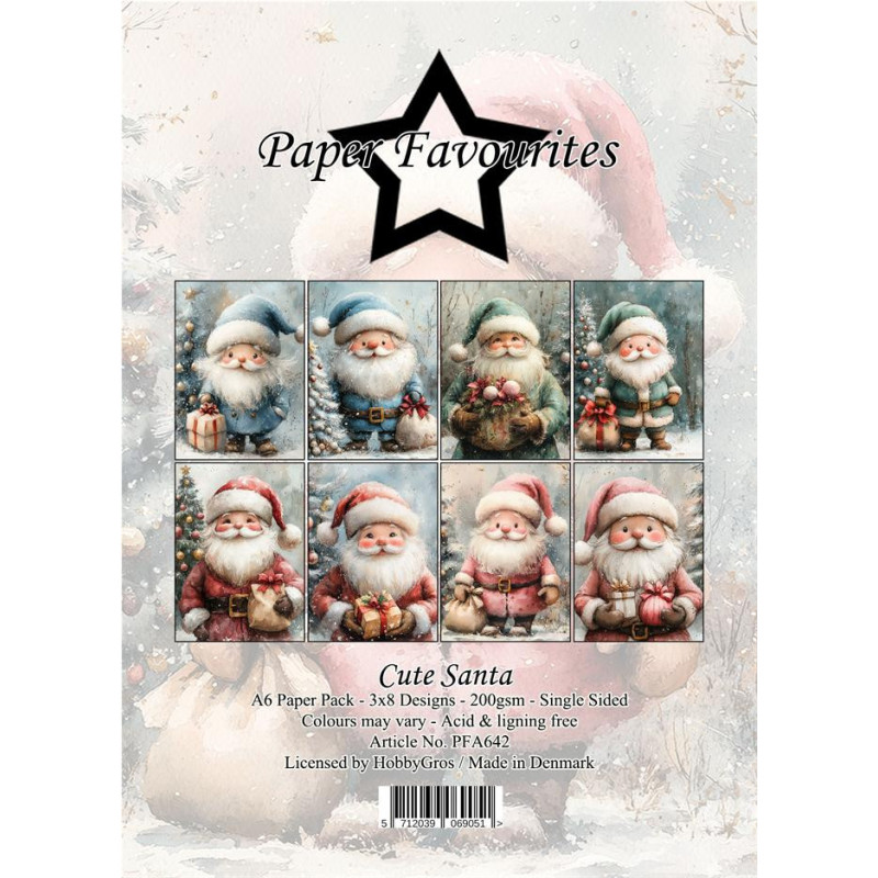 Paper Favourites - Papirpakke A6 - Cute Santa - PFA642