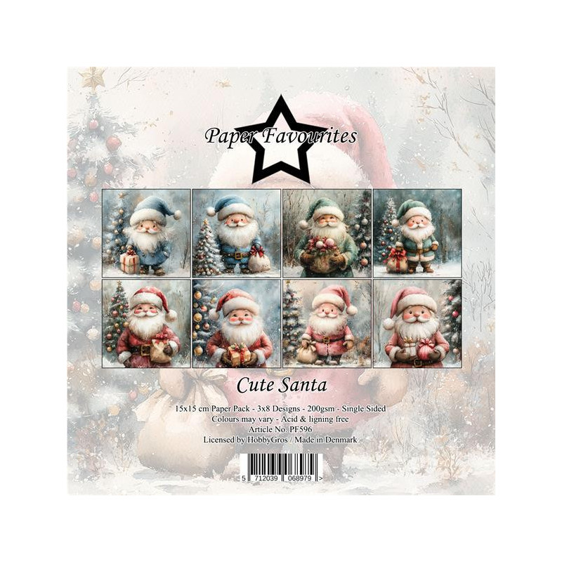 Paper Favourites - Papirpakke 15x15 - Cute Santa - PF596