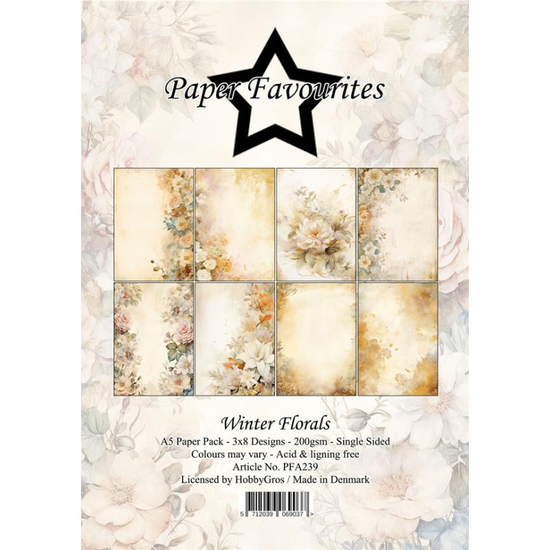 Paper Favourites - Papirpakke A5 - Winter Florals - PFA239
