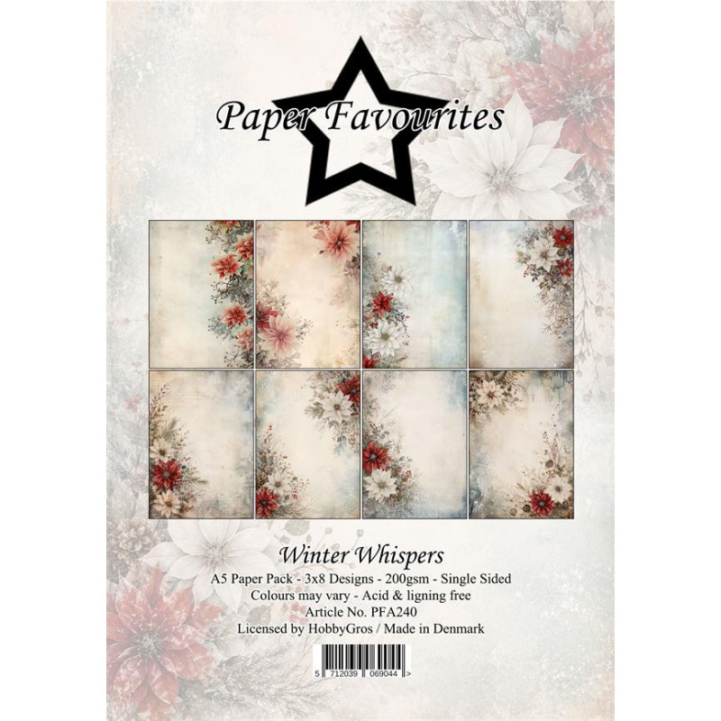 Paper Favourites - Papirpakke A5 - Winter Whispers - PFA240