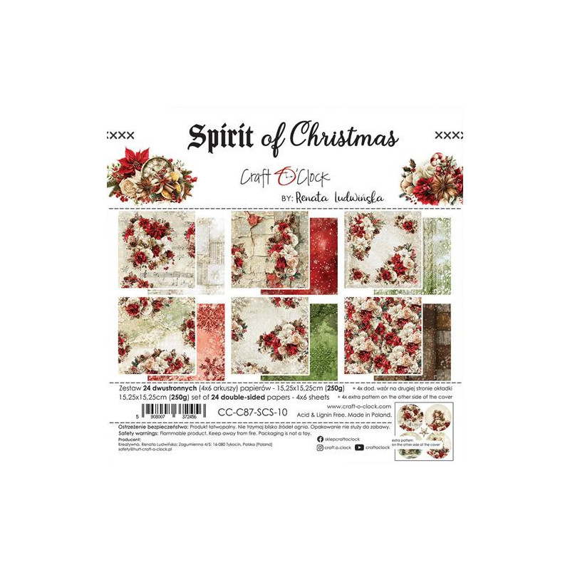 Craft O'Clock - Papirpakke 15x15 - Spirit Of Christmas - CC-C87-SCS-10