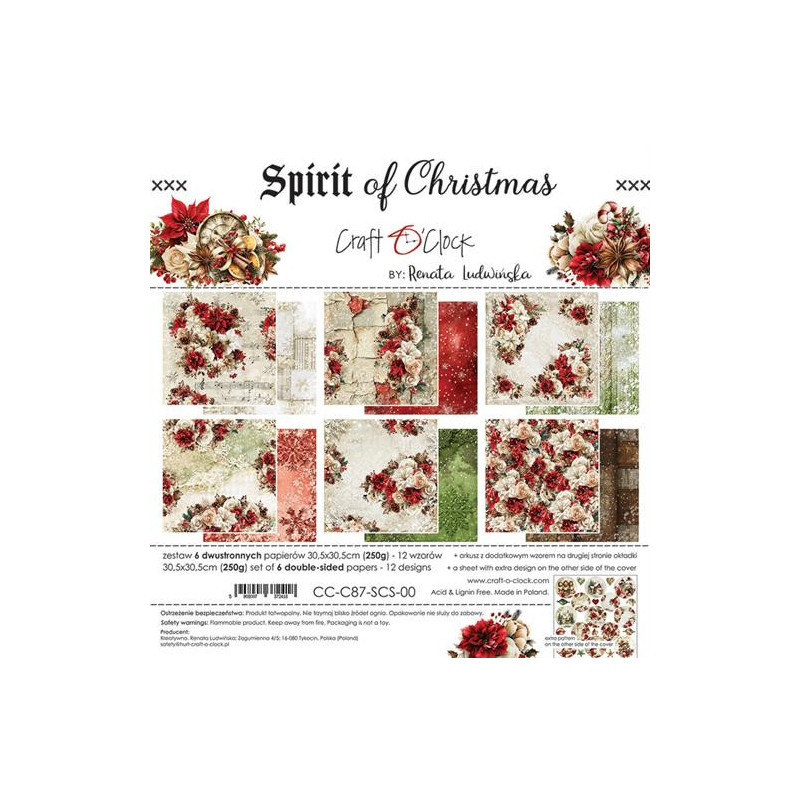 Craft O'Clock - Papirpakke 30x30 - Spirit Of Christmas - CC-C87-SCS-00