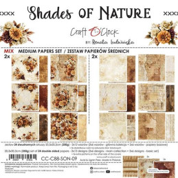 Craft O'Clock - Papirpakke 20x20 - Shades Of Nature - Mix - CC-C88-SON-09