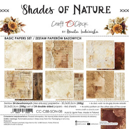 Craft O'Clock - Papirpakke 20x20 - Shades Of Nature - Mix - CC-C88-SON-09
