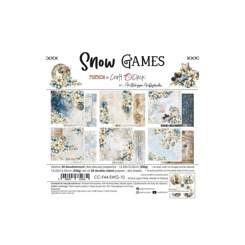 Craft O'Clock - Papirpakke 15x15 - Snow Games - CC-F44-SWG-10