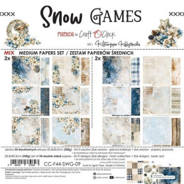 Craft O'Clock - Papirpakke 20x20 - Snow Games - Mix - CC-F44-SWG-09