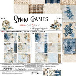 Craft O'Clock - Papirpakke 20x20 - Snow Games - Mix - CC-F44-SWG-09
