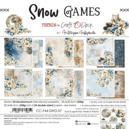 Craft O'Clock - Papirpakke 20x20 - Snow Games - Mix - CC-F44-SWG-09