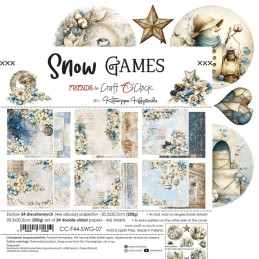 Craft O'Clock - Papirpakke 20x20 - Snow Games - Mix - CC-F44-SWG-09
