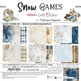 Craft O'Clock - Papirpakke 20x20 - Snow Games - Mix - CC-F44-SWG-09