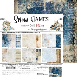 Craft O'Clock - Papirpakke 20x20 - Snow Games - Mix - CC-F44-SWG-09