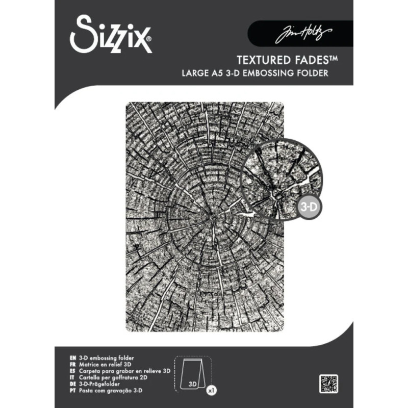 Sizzix - Tim Holtz - 3D Embossingfolder - Vault Tree Rings - 667258