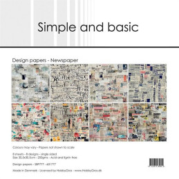 Simple And Basic - Papirpakke 30.5x30.5 - Newspaper - SBP777