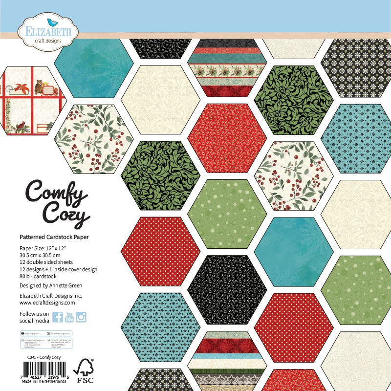 Elizabeth Craft Designs - Papirpakke 30.5x30.5 - Comfy Cozy
