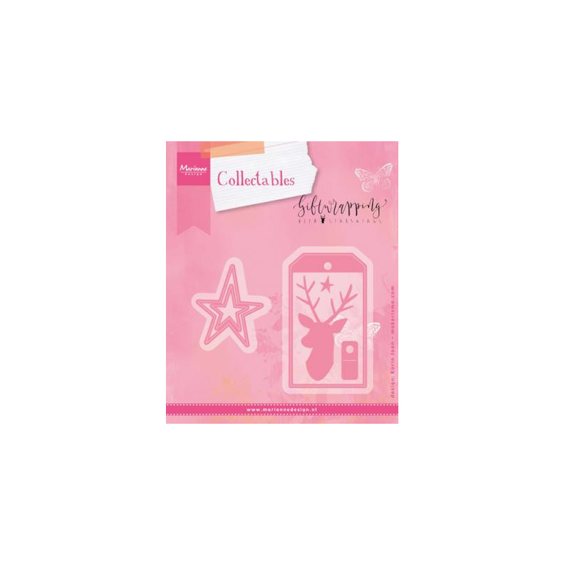 Marianne Design - Collectables - Giftwrapping - Karins Deer, Stars & Tag - COL1442