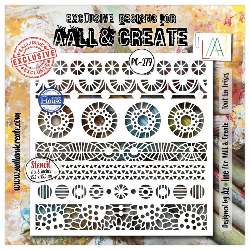 AALL And Create - Stencil - Dentelle Florale - Tout En Frises - AALL-PC-279