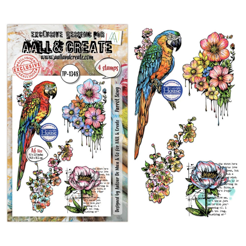 AALL And Create - Stamp Set A6 - Hearted Nature - Parrot Song - AALL-TP-1348