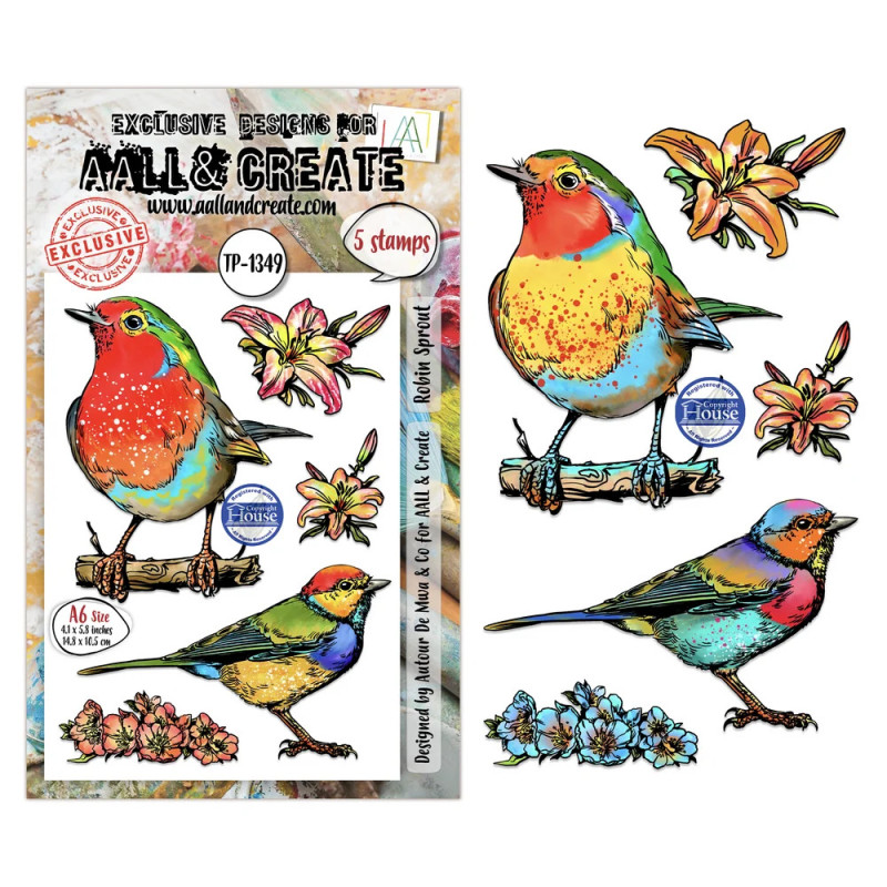 AALL And Create - Stamp Set A6 - Hearted Nature - Robin Sprout - AALL-TP-1349