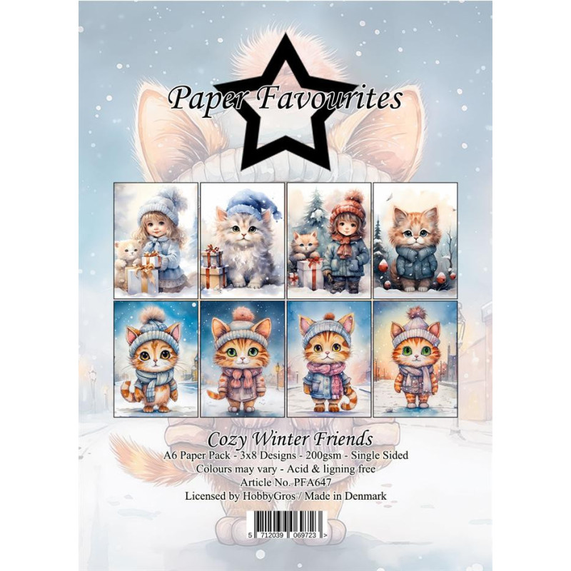 Paper Favourites - Papirpakke A6 - Cozy Winter Friends - PFA647