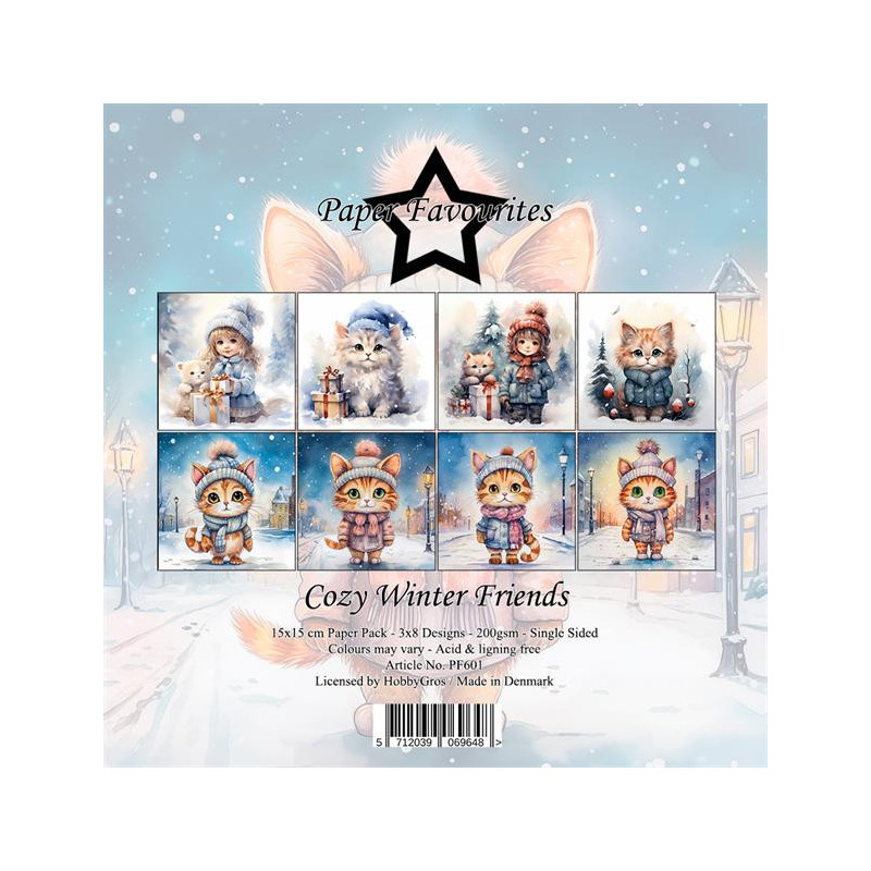 Paper Favourites - Papirpakke 15x15 - Cozy Winter Friends - PF601