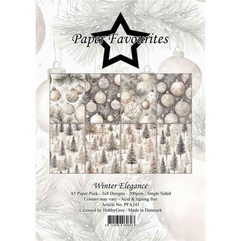 Paper Favourites - Papirpakke A5 - Winter Elegance - PFA243