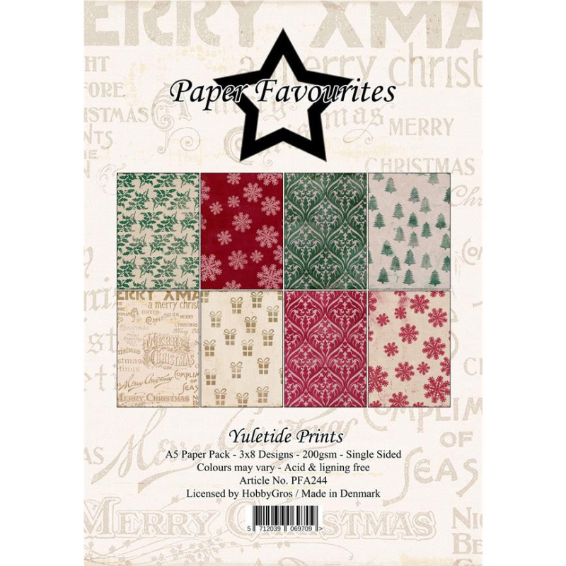 Paper Favourites - Papirpakke A5 - Yuletide Prints - PFA244