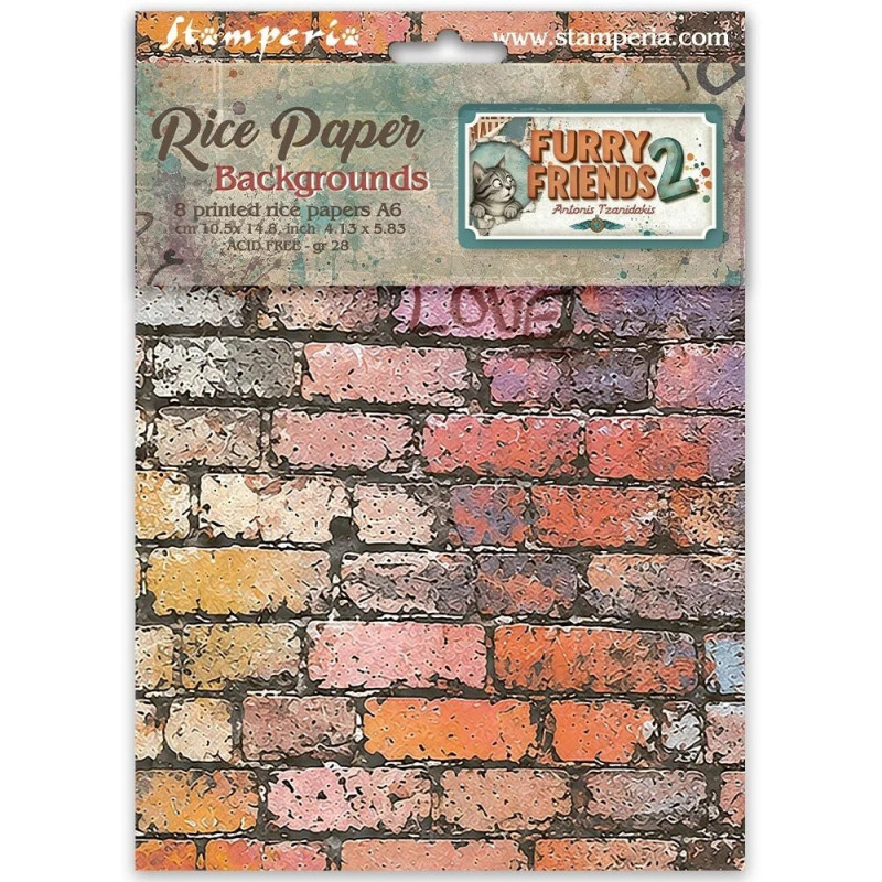 Stamperia - Rice Paper Backgrounds A6 - Furry Friends 2 - DFSAK6064