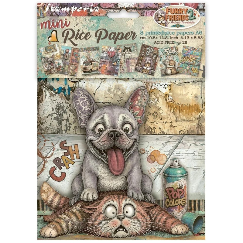 Stamperia - Mini Rice Paper A6 - Furry Friends 2 - DFSA6X15