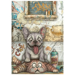 Stamperia - Mini Rice Paper A6 - Furry Friends 2 - DFSA6X15