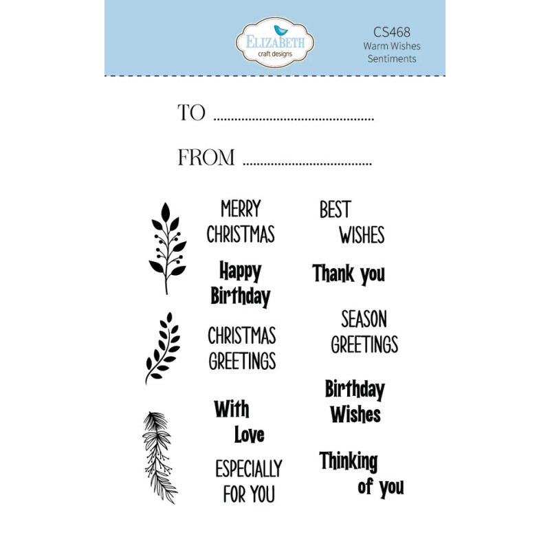 Elizabeth Craft Designs - Stamps - Paper Flowers - Warm Wishes Sentiments