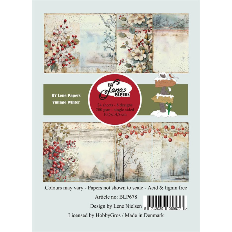 By Lene - Papirpakke A6 - Vintage Winter - BLP678