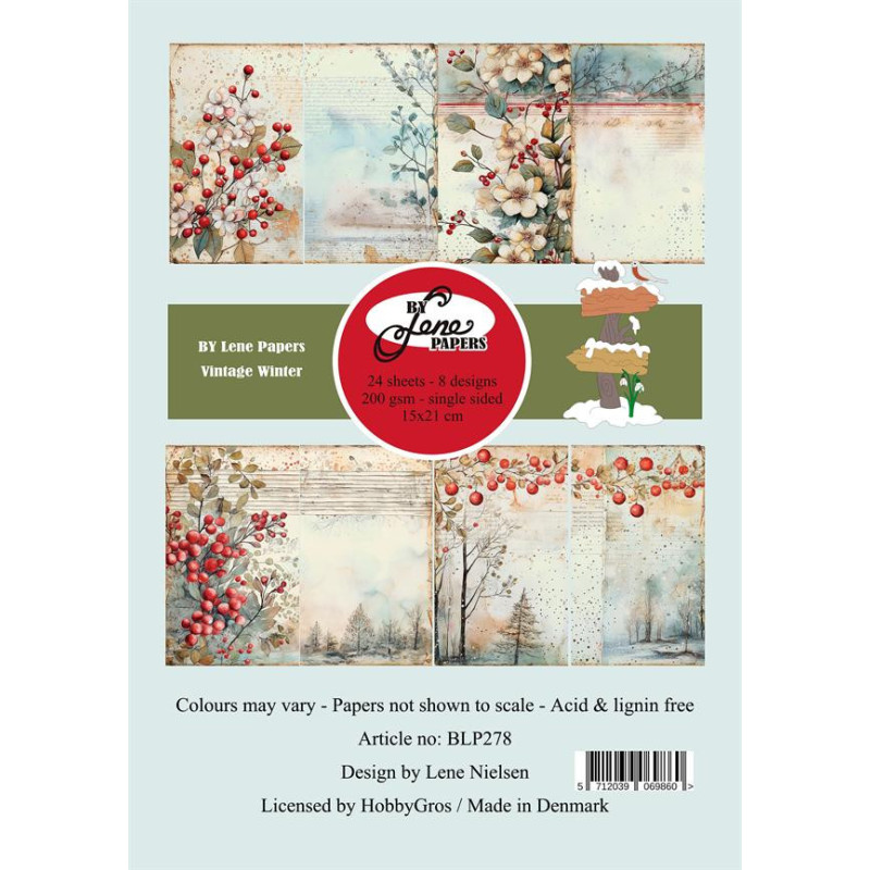 By Lene - Papirpakke A5 - Vintage Winter - BLP278
