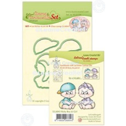 Leane Creatief - Set Of Contour Dies And Clear Stamp - Baby Boy & Girl - 45.6128
