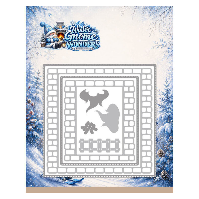 Berries Beauties - Winter Gnome Wonders - Fireside Brick Frame - BBD10142
