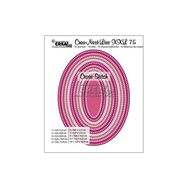 CREAlies - Crea-Nest-Lies XXL No. 75 - Cross Stitch Ovals - CLNestXXL 75